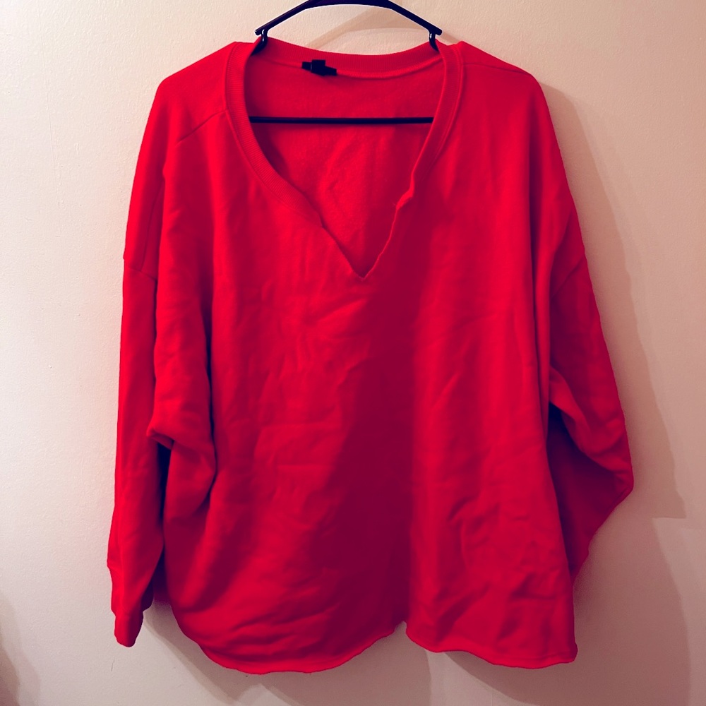 Torrid Red Relaxed Fit Cozy Fleece Cropped Sweatshirt Valentine's Day Size 3/3X